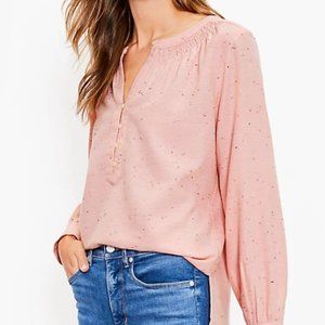 NWT Ann Taylor Loft Flecked Henley Blouse Peach XL